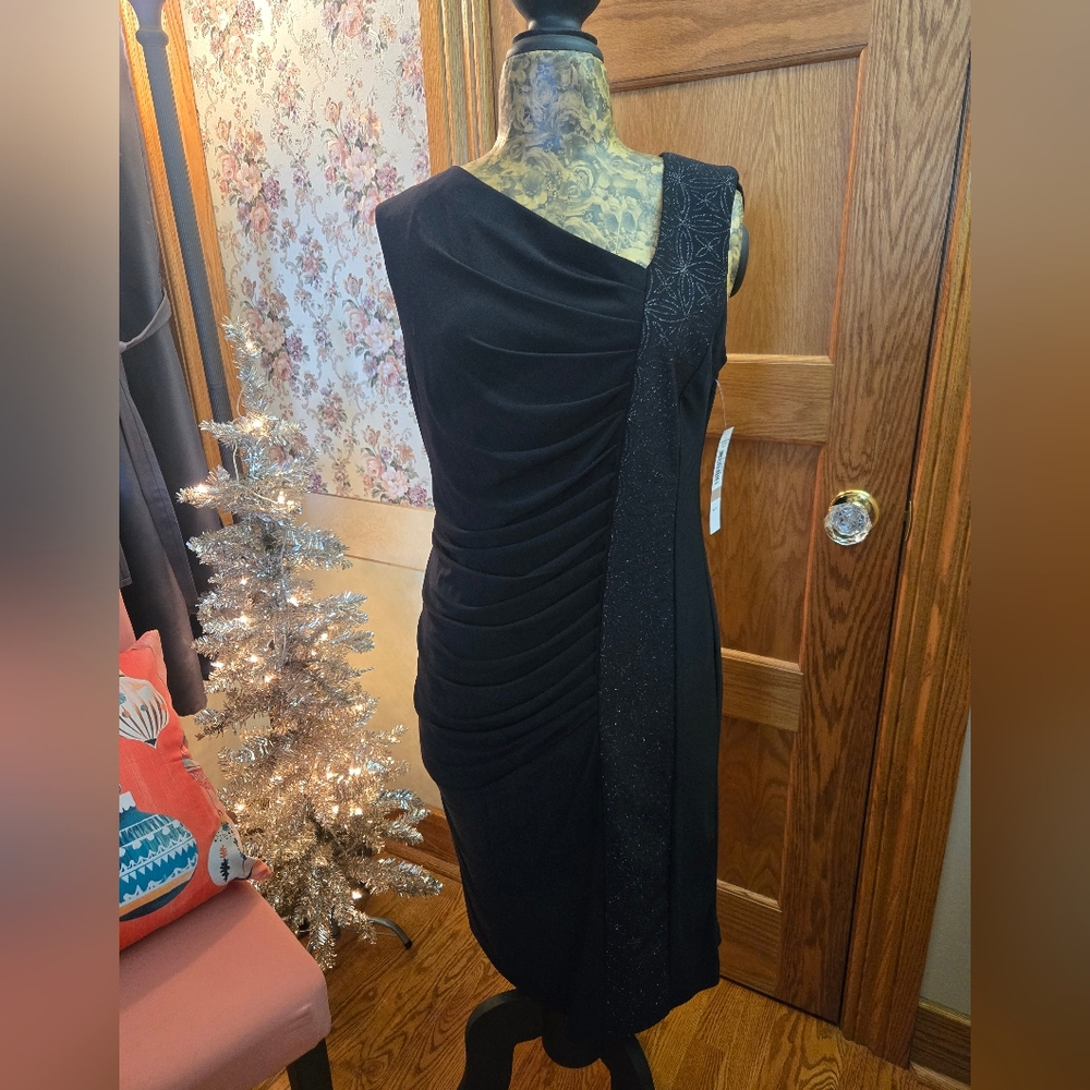 Gorgeous Black Cockail Dress, Shimmery and Sexy, Holiday Stunner, NWT 12